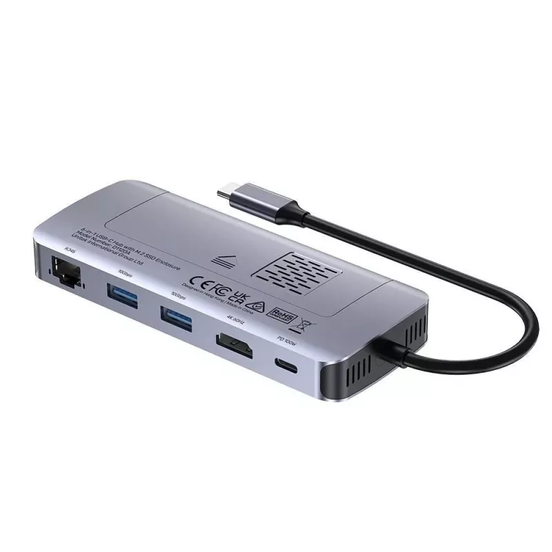 UNITEK actieve hub USB-C 10GBPS,M.2,HDMI, PD 100W