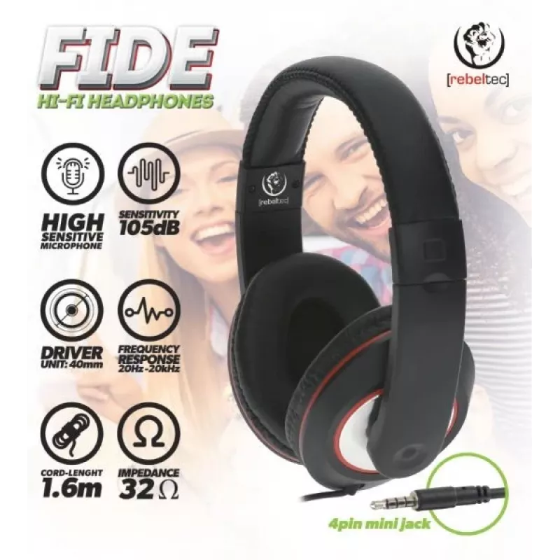 Rebeltec hoofdtelefoon bedraad over-ear zwart