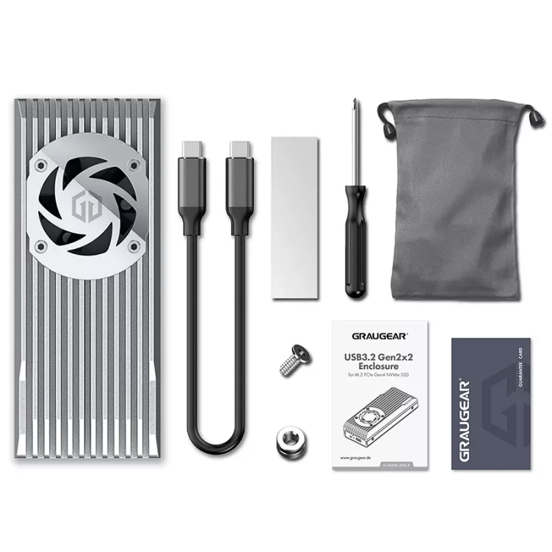 GrauGear externe behuizing M.2 NVMe met ventilator 20Gbit - stationbehuizing - behuizing (G-M206-20G-F)
