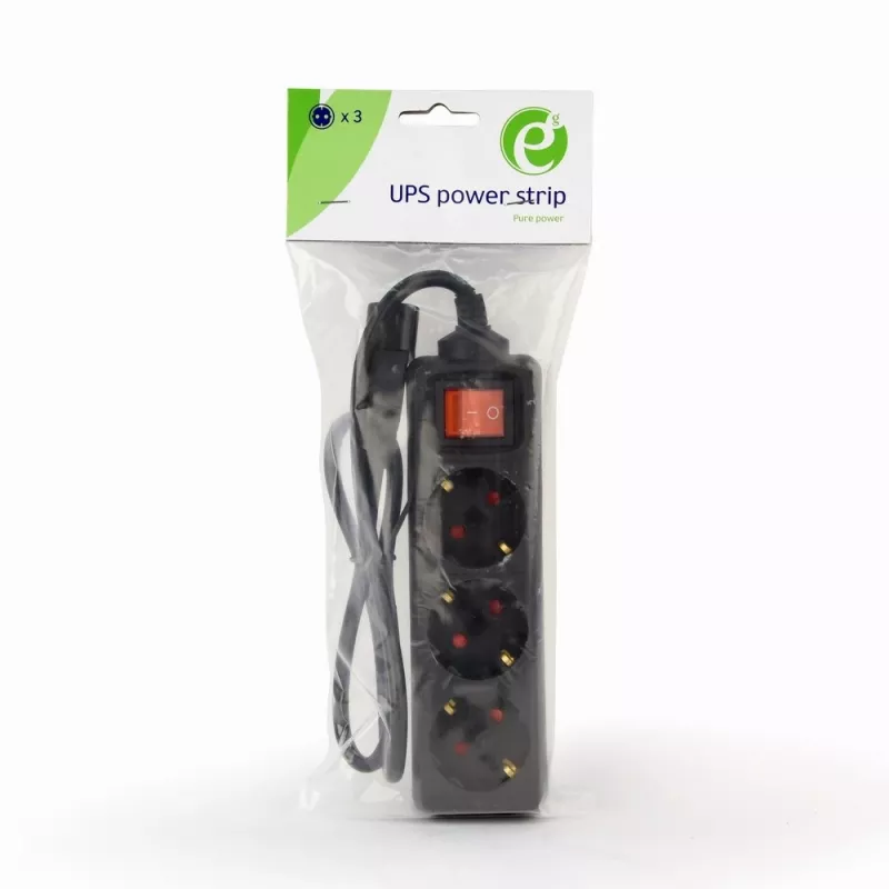 Gembird EG-PSU3-01 stroomverlengsnoer 0,6 m 3 AC-uitgangen binnen zwart