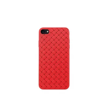 Telefoonhoes Devia voor iPhone SE2 in rood met weefpatroon