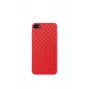 Telefoonhoes Devia voor iPhone SE2 in rood met weefpatroon