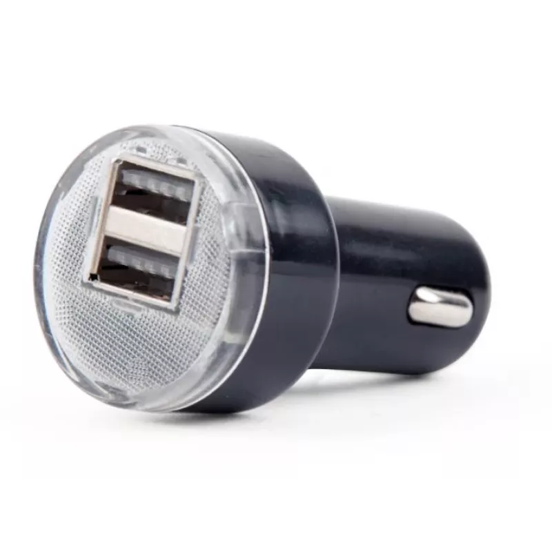 Auto-oplader Gembird EG-U2C2A-CAR-02, 12–24V ingang, 5V/2,1A uitgang, 2× USB 2.0, zwart