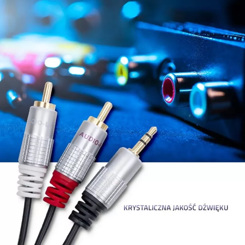 Audiokabel Qoltec 52339 1m 2x cinch 3,5 mm zwart