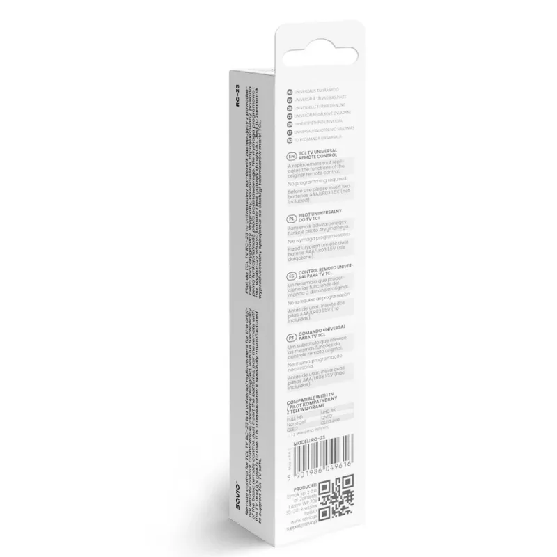SAVIO RC-23 universele IR-afstandsbediening voor TCL-televisies — 19 toetsen, 10 m bereik