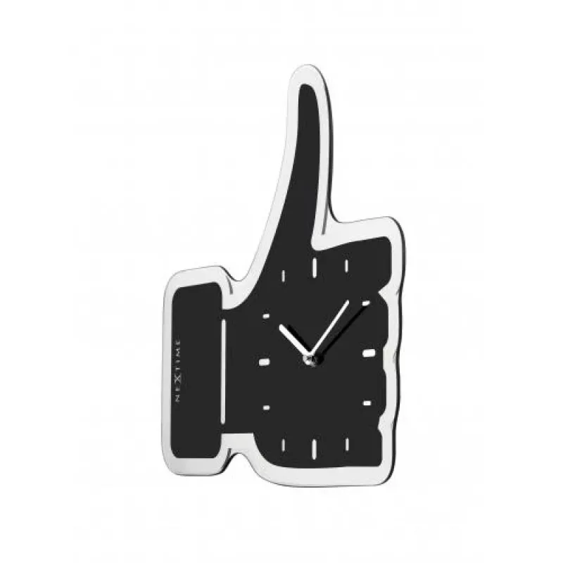 NeXtime wandklok 3072zw Thumbs up, 40,5x41 cm, wand, zwart/zilver