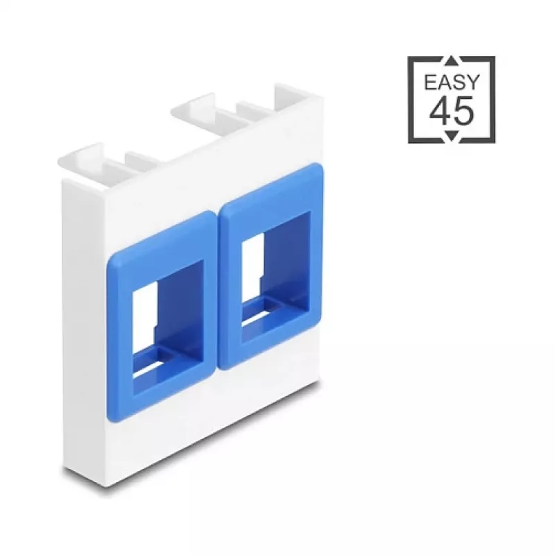 Snap-in-frame-accessoire DELOCK 81557 — kunststof Keystone-moduleframe, 45×45×17,5 mm, blauw/wit