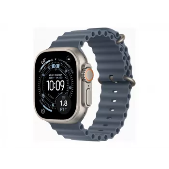 Apple Watch Ultra 3 GPS + Cellular 49mm Natural Titanium behuizing met Anchor Blue Ocean band | Apple