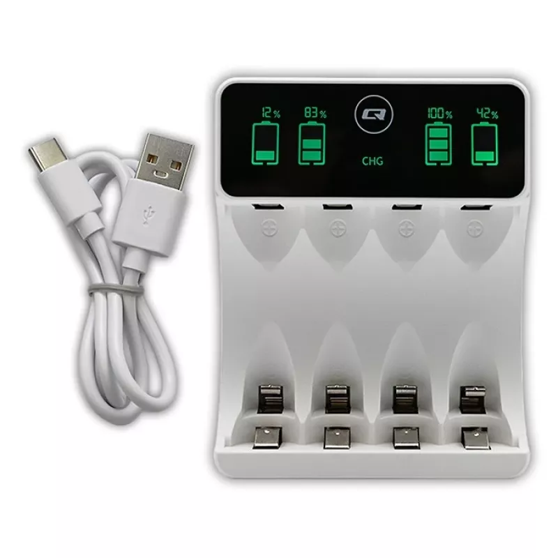 Acculader QOLTEC 50848 voor NiMH AAA (R03) en AA (R6) cellen met LCD-display