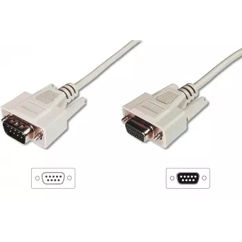 Digitus ASSMANN - seriële verlengkabel - DB-9 (M) - DB-9 (V) - 3 m - gevormd, duimschroeven - beige (AK-610203-030-E)