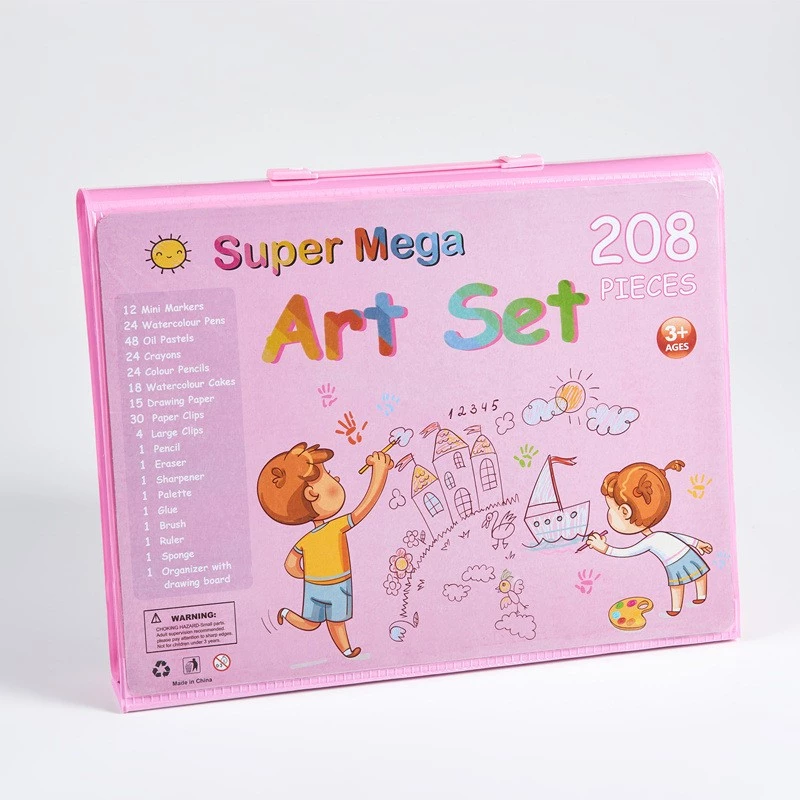 Kunstset Extralink 208-delig — kleurstel met penselen, kleuren, stiften