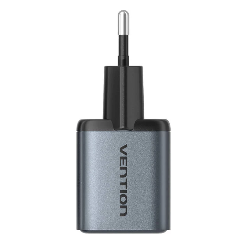 Vention FEWH0-EU 30W GaN-oplader — 1× USB-C, 1× USB-A, 30 W, zwart