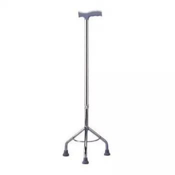 Revalidatie-driepootstok MDH in hoogte verstelbaar 73–95,5 cm aluminium staal zilver, max. belasting 100 kg