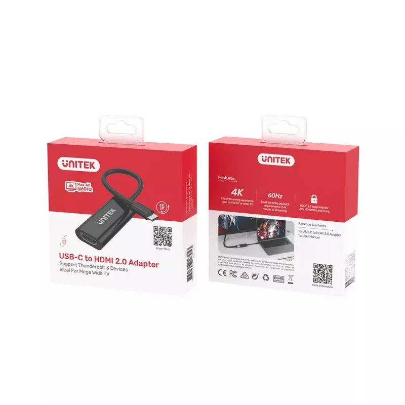 UNITEK V1421A USB-grafische adapter zwart