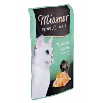 Natvoer voor katten Miamor Fine Fillets in Jelly 100 g — vis met wortel, volwassen katten, zak