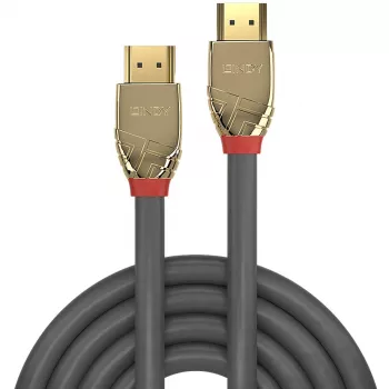 Lindy 10m standaard HDMI-kabel, Gold Line, 10 m, HDMI type A (standaard), HDMI type A (standaard), 4096 x 2160 pixels, goud, grijs