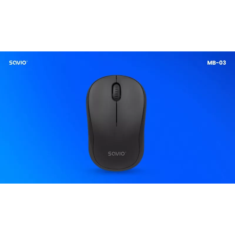 Savio MB-03 draadloze optische muis, 2,4 GHz USB-ontvanger, 1000 DPI, 3 knoppen, AA-batterij, 99x60x39 mm, 51 g, zwart