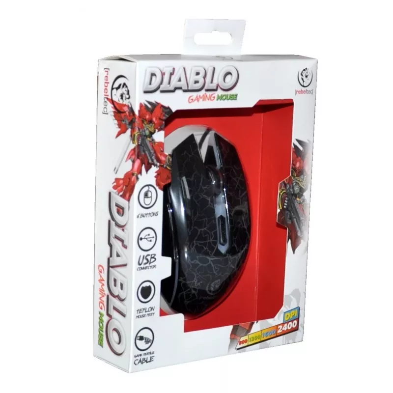 Rebeltec Diablo - muis - optisch - 6 knoppen - bedraad - USB