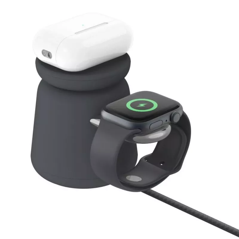 Draadloze oplader Belkin WIZ027VFH36 2‑in‑1 magnetisch Qi2 15W voor iPhone en Apple Watch