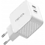 65W DUAL USB-C (PD) QC3.0 oplader GaN (wit, PD 3.0, QC 3.0)