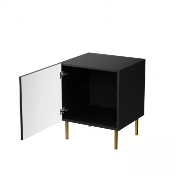 Nachtkastjesset 2 stuks cama meble JUNGLE — 53,5×40,5×44 cm, zwart mat MDF/spaanplaat, gouden poten