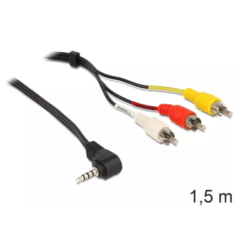 Videokabeladapter DeLOCK 84504 1,5 m 3,5 mm 3 x RCA zwart