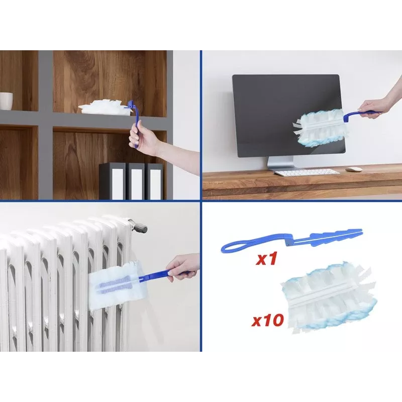 Beper C203PUL004 verenstofferset met 10 navullingen — handveger-set, verwisselbare microvezelkoppen