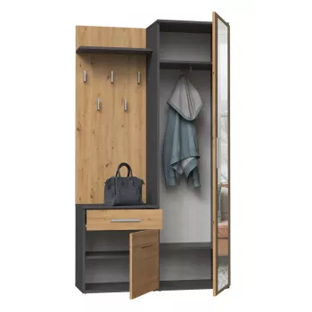 Garderobekast Top e shop GARD DUO ANT/ART KPL — 2 draaideuren, spaanplaat, 1000×350×1800 mm