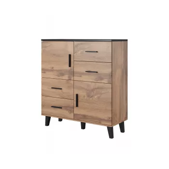 Cama sideboard LOTTA 110 2D4S wotan eiken/mat zwart