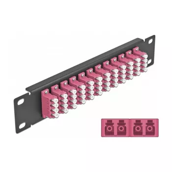 Glasvezel patchpaneel DeLOCK 10 inch 12 poorten LC quad violet 1U zwart