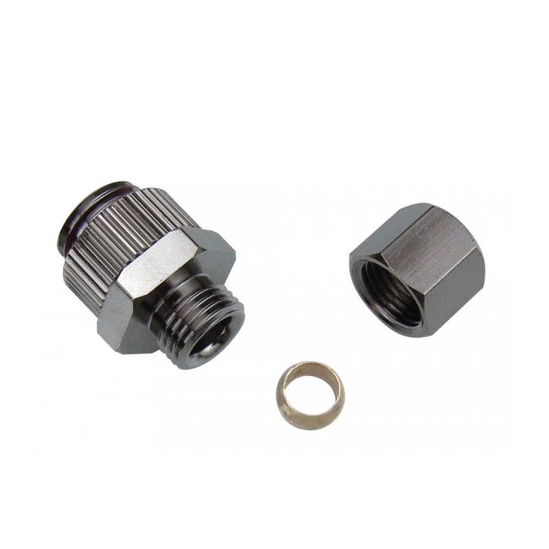 Klemringfitting voor koperen buizen, Koolance NZL-CU06 – voor 6 mm buitendiameter buizen op G 1/4 inch BSPP, zilver