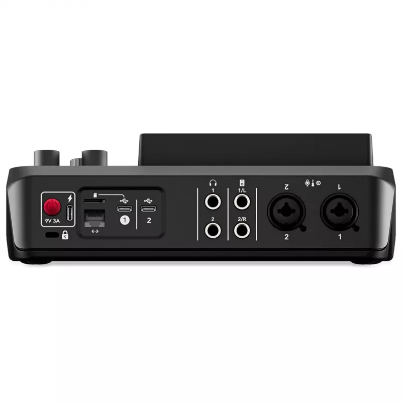 Studiocontroller RØDE Caster Duo zwart — 2 combo XLR/TRS, 2 TRS line-uitgangen, 48 kHz, 24-bit, touchscreen, Wi-Fi, Bluetooth