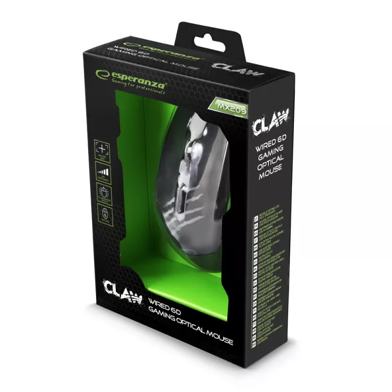 Esperanza EGM209G muis rechtshandig USB Type-A optisch 2400 DPI