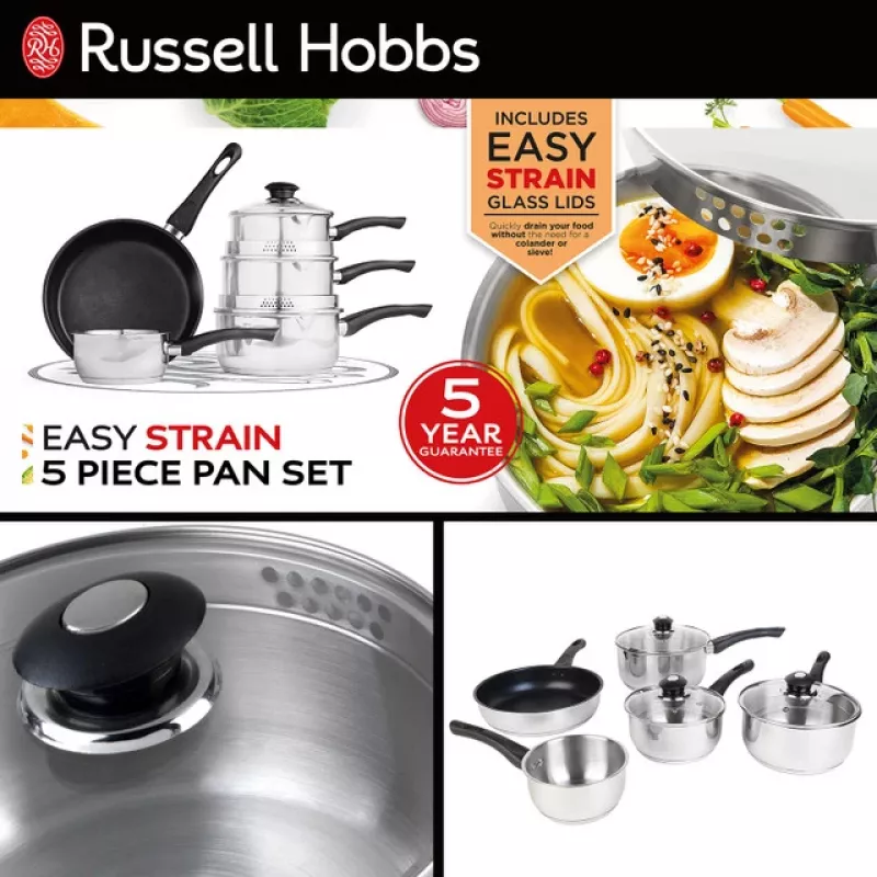 Pannenset Russell Hobbs RH00543EU7 — 5-delig, antiaanbaklaag, vaatwasmachinebestendig