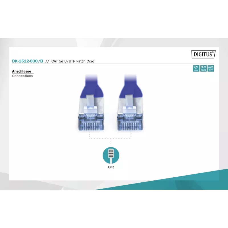 Patchkabel U/UTP Cat.5e PVC 3m blauw