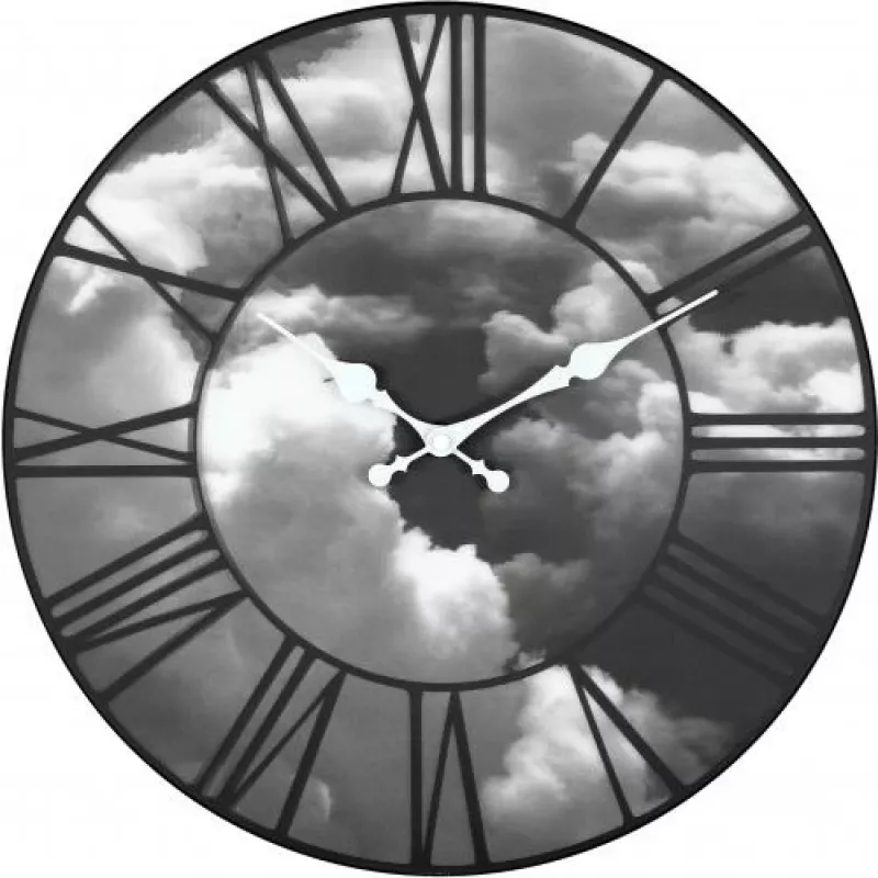 NeXtime klok 3037 Clouds, Ø39 cm, wand, zwart
