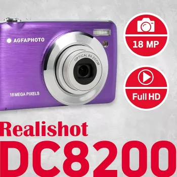 Agfa Photo DC8200 paars + tas + SD-kaart 16 GB