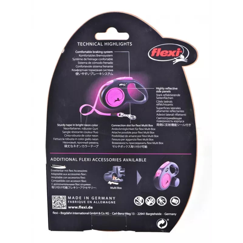 Flexi New Neon S 5 m honden-automatische riem