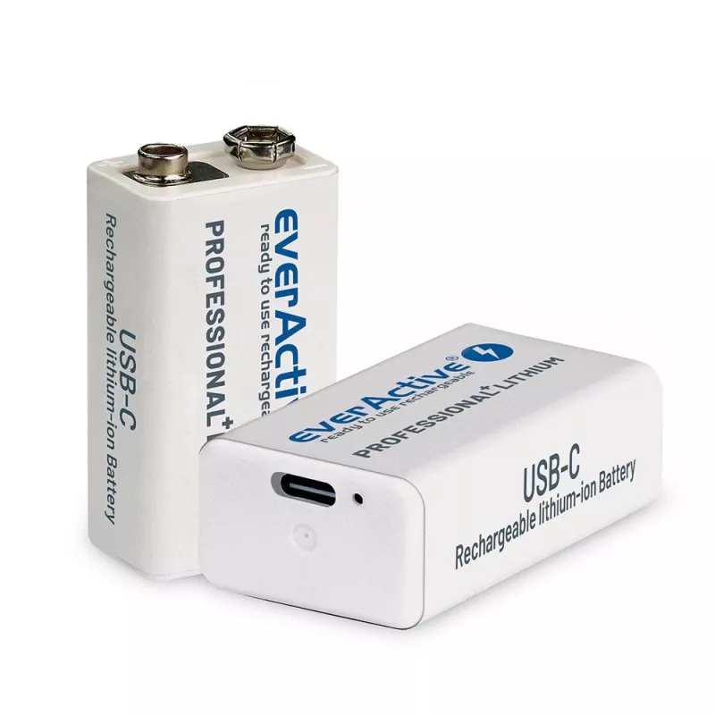 Oplaadbare batterij everActive 6F22/9V Li-ion 550 mAh met USB TYPE C