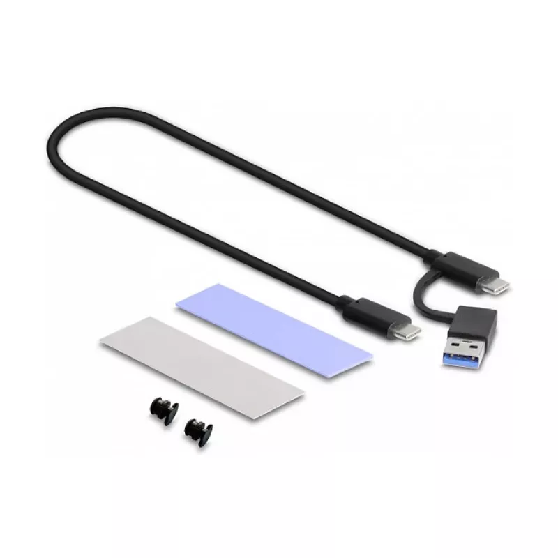 SSD-behuizing DeLOCK Externe USB Type-C combo-behuizing voor M.2 NVMe PCIe of SATA SSD gereedschapsloos