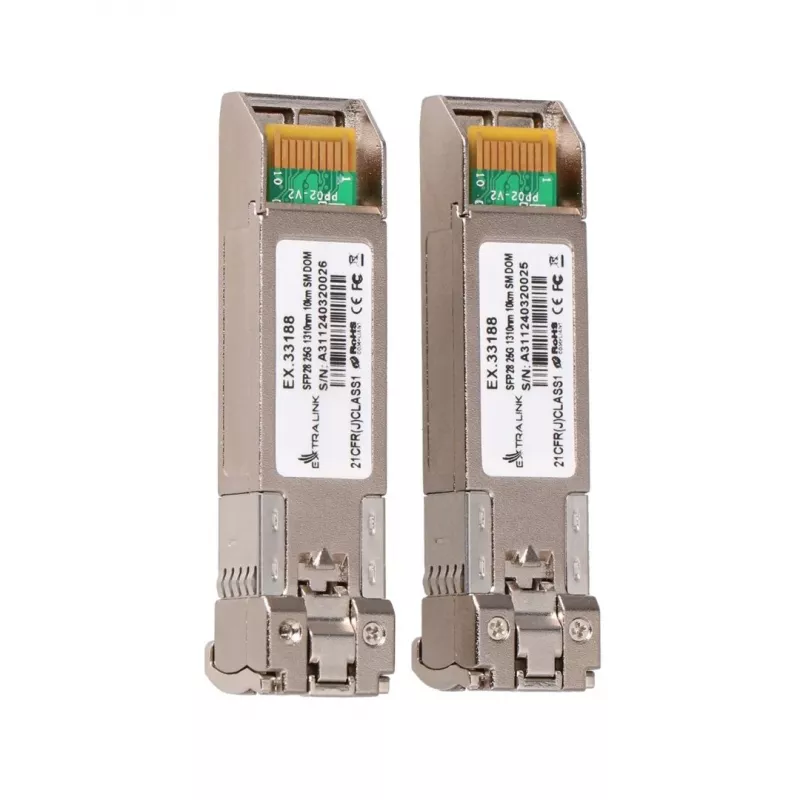 Extralink SFP28 25G 2-pack | SFP28-module | 25Gbit/s, LC/UPC duplex, 1310nm, 10km, singlemode, DOM netwerk-transceivermodule