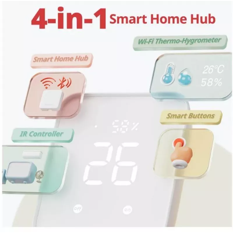 SwitchBot Hub 2 W3202100 smarthomehub, IR-zender, thermo-hygrometer, wit