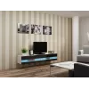 Tv-standaard Cama Meble VIGO NEW 30/180/40, witte bovenplaat, zwart hoogglanzend frame, 1800×400×300 mm