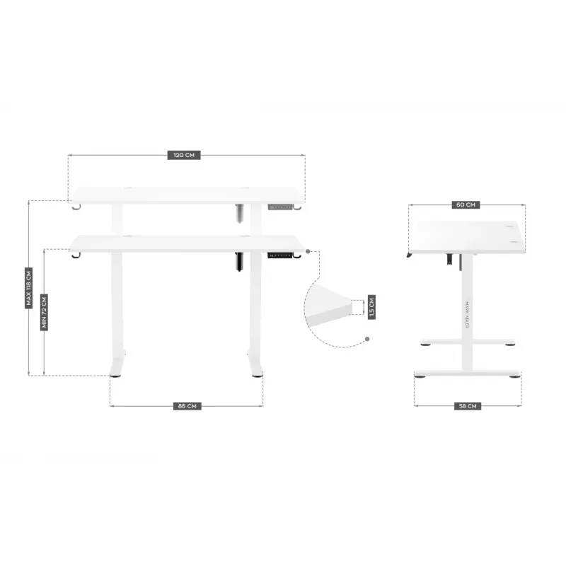 Elektrisch bureau MA-Leader 7.0 wit