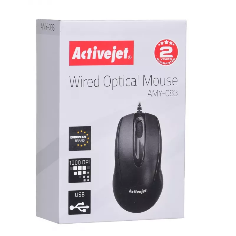 Activejet AMY-083 muis bedraad USB (optisch; 1000 DPI; zwart)