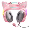 Hoofdtelefoon Onikuma X15Pro gaming-hoofdtelefoon roze kattenoren