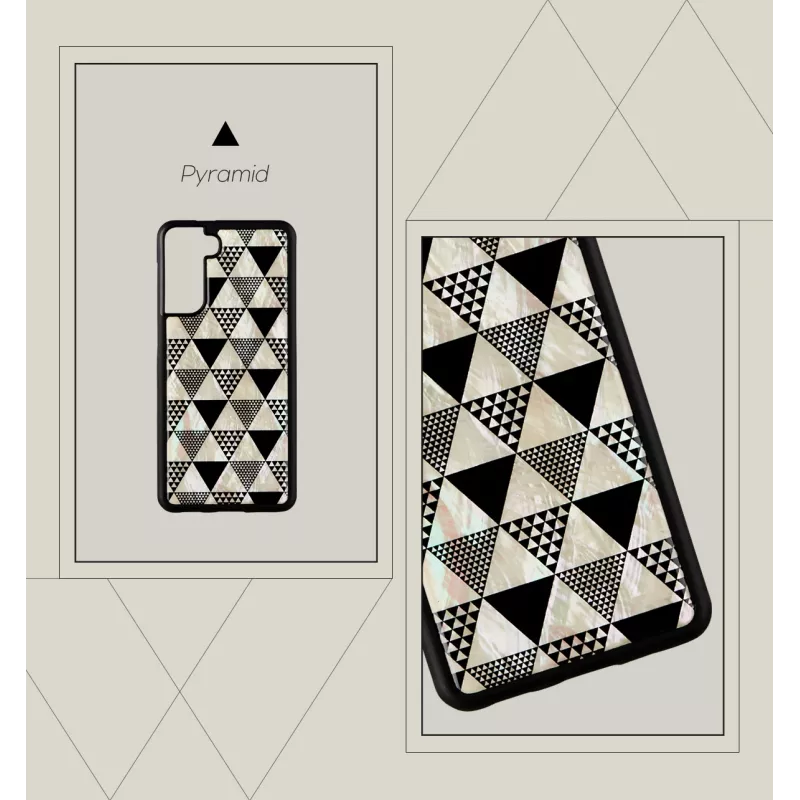 Beschermhoes iKins voor Samsung Galaxy S21+ — piramidepatroon, zwart
