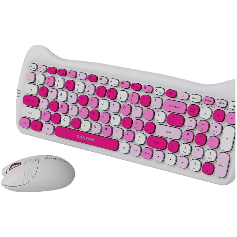 Draadloze toetsenbord- en muisset CANYON HSET-W6 Pink Kitty Edition