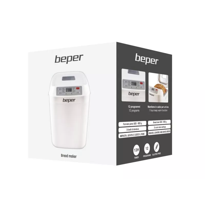 Broodmachine Beper BC.130 – 550 W, 12 programma's, 600–900 g broden