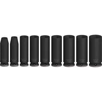 PRO Impact dopsleutelbitset 3/8, 9-delig zwart, diep